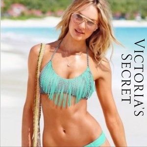 Victoria’s Secret B&W Striped Fringe Bikini Top M